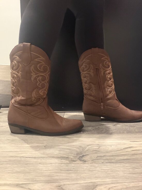 Cat & Jack Shoes - Cowboy Cowgirl Boots Brown Size 6 Mid Calf Cat & Jack